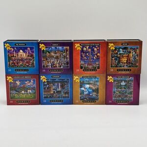 Dowdle Mini Wooden Puzzle Set of 8 Travel Series 250 Pieces 7x9 - 5 New 3 Open
